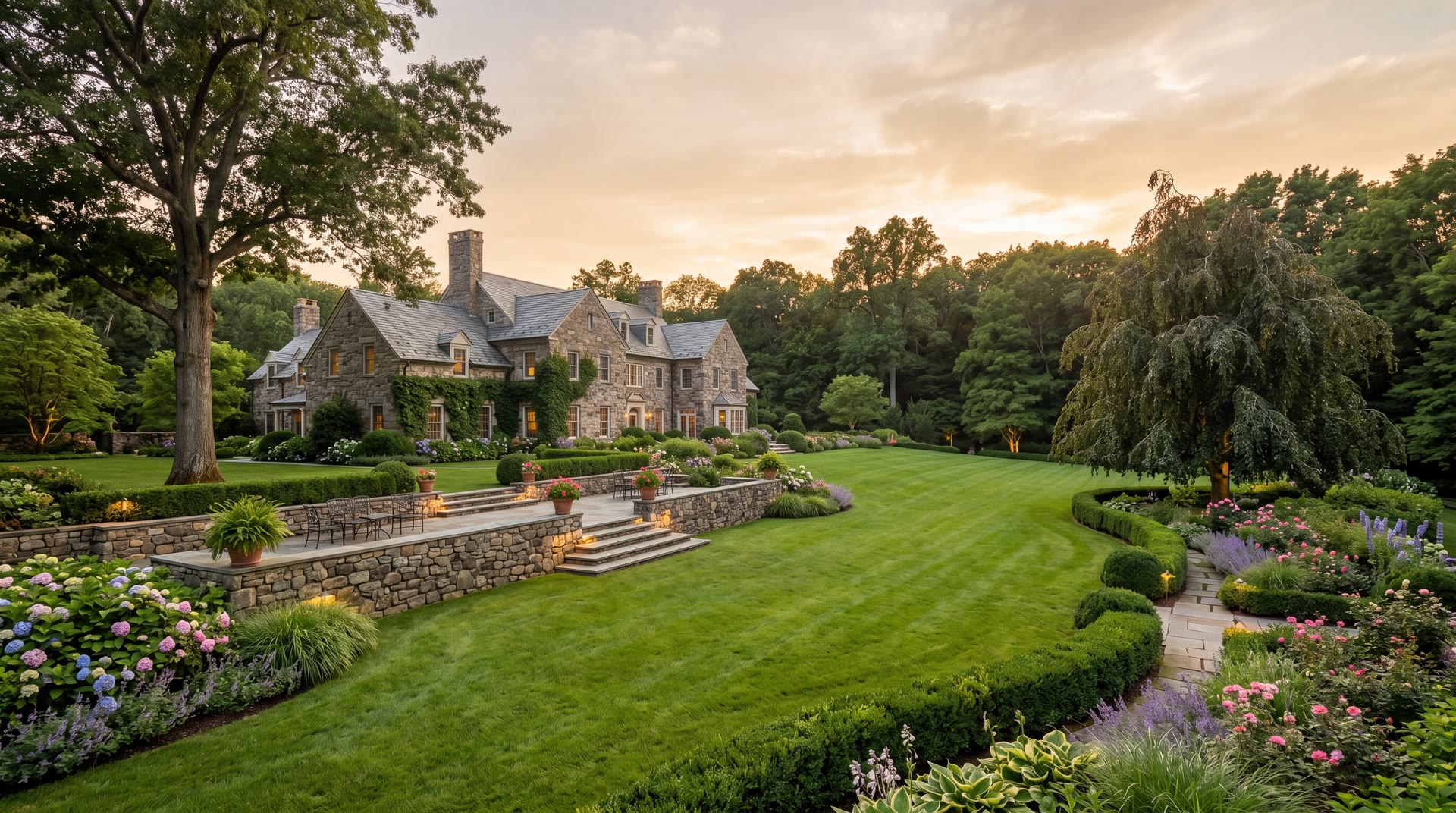 Round Hill Residence, Greenwich — landscape by Marigold & Stone